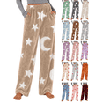 thumbnail image 1 of XUNKUSGA Womens Pajama Pants Soft Flannel Plush Fuzzy Wide Leg Pj Bottoms Fashion Print Soft Women's Sleepwear Comfy Warm Pajama Trousers with Pockets 2XL, 1 of 10