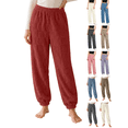 thumbnail image 1 of XUNKUSGA Womens Pajama Pants Winter Warm Fuzzy Fleece Cozy Pants for Women Loose Casual Elastic High Waist Cinch Bottom Women's Sleepwear Thermal Winter Fall Plush Pj Pants Free Size, 1 of 10