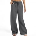 thumbnail image 1 of XUNKUSGA Womens Pants Casual Straight Wide Leg Pants Woman Solid Color Elastic Waist Pants Women with Side Pockets Fall Outfits S-2XL Gray, 1 of 7