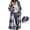 thumbnail image 1 of XUNKUSGA Womens Plaid Shacket Jacket Fashion Oversized Double Zipper Long Shirt Jacket Casual Lapel Long Sleeve Flannel Trench Coat Women with Pockets,S, 1 of 8