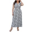 thumbnail image 1 of XUNKUSGA Womens Plus Size Dresses Floral Beach Vaction Summer Dresses 2025 Sleeveless V-Neck Knee-High Oversized Dress Summer Casual Beach Sundress S-5XL, 1 of 6