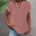 thumbnail image 1 of XUNKUSGA Womens Plus Size Summer Tops Short Sleeve V Neck Button Casual Dressy Blouses Fashion Loose Fit Gauze Shirts for Women 3XL-5XL, 1 of 6