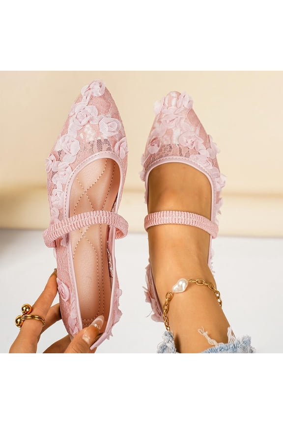 Womens Slippers Fashion Lace Pointed Toe Slip On Women Mules Comfortable Backless Closed-Toe Slide Sandals Casual Solid Color Versatile Loafers Flat Shoes 5.5-9.5 Pink