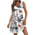 thumbnail image 1 of XUNKUSGA Womens Sundresses Casual V Neck Loose Beach Sundress Sleeveless Mini Dresses with Pockets Floral A-Line Dresses, 1 of 7