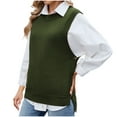 thumbnail image 1 of XUNKUSGA Womens Sweaters Casual Versatile Solid Color Sleeveless Knit Sweater Loose Crew Neck Sweater Vest Women Fashion Side Slits with Button Vest Tops for Women S-XL Green, 1 of 8
