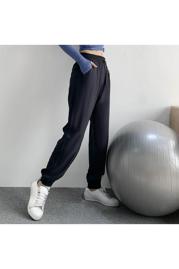 Womens Sweatpants Loose Elastic Drawstring Waist Yoga Pants Bamboo Lightweight Stretch Cuffed Running Yoga Joggers For Women Comfy Pants With Pockets