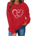 thumbnail image 1 of XUNKUSGA Womens Sweatshirts Funny Love Heart Valentine's Day Sweatshirts for Women Casual Long Sleeve Valentine Women's T-Shirts Lightweight Loose Soft Crewneck Pullover Top XS-XL Red, 1 of 5