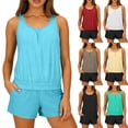 thumbnail image 1 of XUNKUSGA Womens Tankini Bathing Suits Classic Textured Modest Blouson Swim Tank Tops with Boyshorts 2 Piece Tankini Swimsuits with Side Pockets,Yellow,2XL, 1 of 8