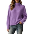 thumbnail image 1 of XUNKUSGA Womens Turtleneck Sweater Classic Solid Color Chunky Knit Pullover Sweaters Loose Casual Long Sleeve Fall Winter Tops Soft Warm Cozy Sweaters for Women Daily Wear,Size L, 1 of 6
