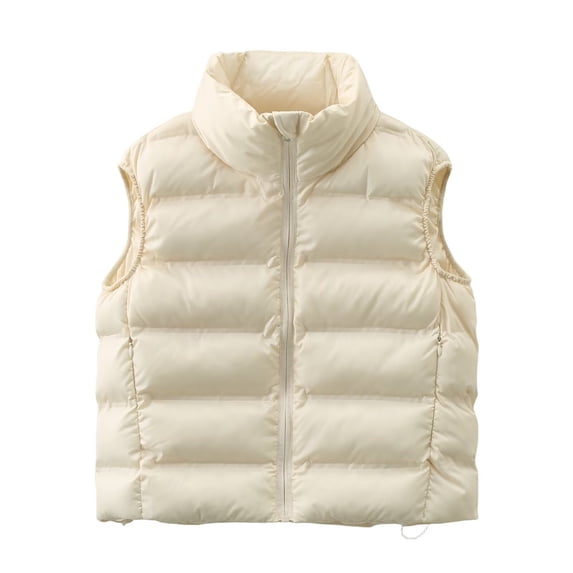 XUNKUSGA Womens Vest Loose Stand Neck Sleeveless Jackets for Women Casual Comfortable Down Vest Solid Color Warm Windproof Packable Puffer Vest Women S-L White