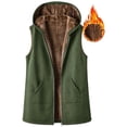 thumbnail image 1 of XUNKUSGA Womens Vest Winter Thick Warm Sherpa Fleece Lined Hooded Vest Women Cozy Warm Plush Full Zip Sleeveless Jacket Soft Cotton Mid‑Length Casual Outerwear with Pockets,Green,Size M, 1 of 8