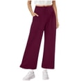 thumbnail image 1 of XUNKUSGA Womens Wide Leg Pants Pleated Wide Waist Comfy Lounge Yoga Capri Pants with Adjustable Drawstring Casual Loose Flowy Pants for Women, 1 of 5