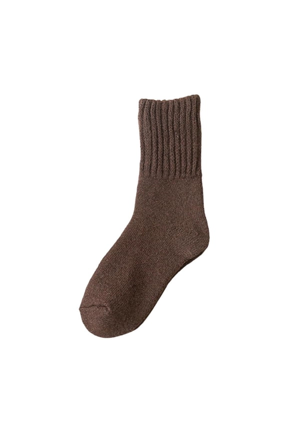 Wool Socks Cozy Warm Socks for Men Soft Solid Color Stockings for Women Cute Boot Long Crew Socks Comfortable Thickened Winter Socks Brown