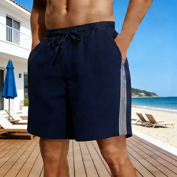 XUNKUSGA Workout Shorts Fashion Side Stripes Mens Shorts Relaxed Fit Drawstring Walk Shorts with Mesh Lining Casual Elastic Waist Running Shorts S-2XL,Blue