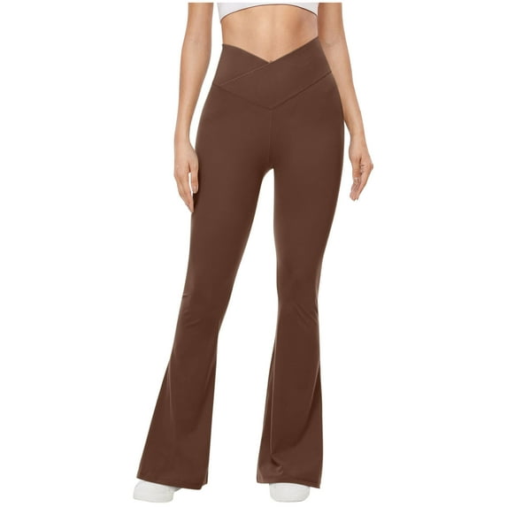 XUNKUSGA Yoga Pants Yoga Pants Fashion Flare Leggings for Women Crossover High Waisted Bootcut Yoga Pants Tummy Control Gym Workout Pants for Women S-2XL