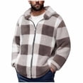 thumbnail image 1 of XUNKUSGA Zip Up Hoodie Thick Plaid Flannel Jacket for Men Warm Winter Fuzzy Comfy Mens Jacket Loose Casual Long Sleeve Men's Lightweight Jackets Fall Coats S-3XL Brown, 1 of 6