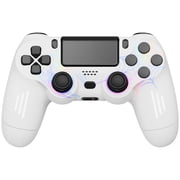 XUNSTORE Wireless Controller Compatible with P4/P4 Slim/P4 Pro/Windows PC,with RGB Lighting,Dual Vibration,6-Axis Motion Control,Speaker,3.5mm Audio Jack,White