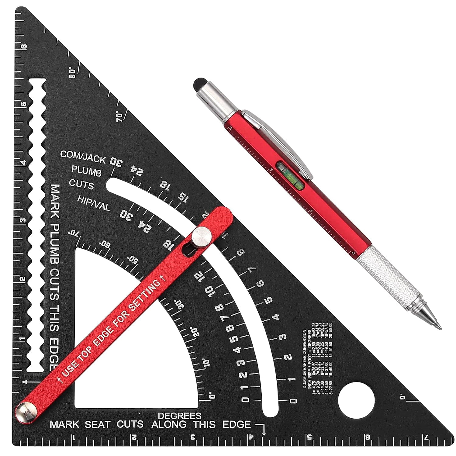 XUNTOP 7 Inch Adjustable Rafter Square, Aluminum Alloy Carpenter ...