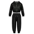 thumbnail image 1 of XUNZOO Boys Girls Hip Hop Dance Outfits Sequins Long Sleeve Zipper Hoodie Jacket with Pants Black 160, 1 of 7