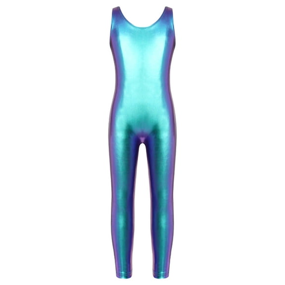 XUNZOO Children Girls Sleeveless Metallic Gymnastics Leotard Ballet Dance Jumpsuit Colorful S