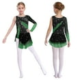 thumbnail image 1 of XUNZOO Girls Color Block Long Sleeve Figure Skating Gymnastics Skirted Leotard Rhythmic Performance Outfits Dark Green 14, 1 of 4