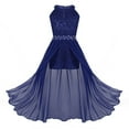 thumbnail image 1 of XUNZOO Junior Big Girls High Neck Chiffon Bridesmaid Dress Wedding Party Ball Prom Long Gowns Blue 12, 1 of 5