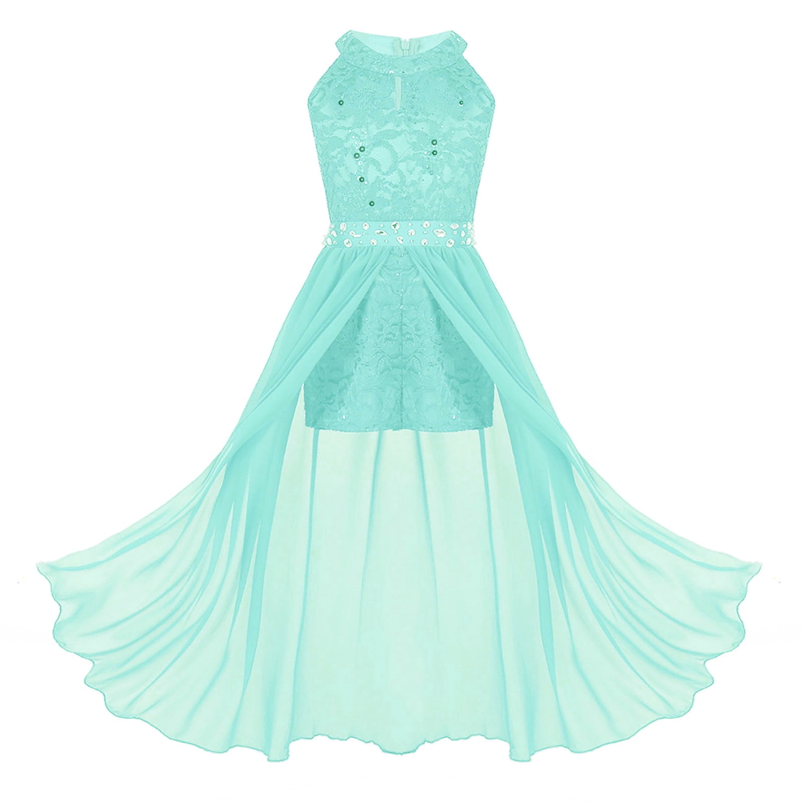 high neck chiffon bridesmaid dress Elegant Blue High Neck Chiffon Bridesmaid Dress, Wedding Party Dresses,  MB109 main image 1