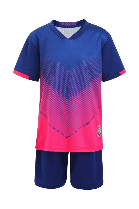 Kids Football Kit Home Jersey Tracksuit Sport Short Set Training Beach Suit Soccer T-shirt and Royal Blue S