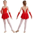 thumbnail image 1 of XUNZOO Kids Girls Figure Ice Skating Dress Sleeveless Leotard Dresses with Gloves Lyrical Dance Costume Red 12, 1 of 7
