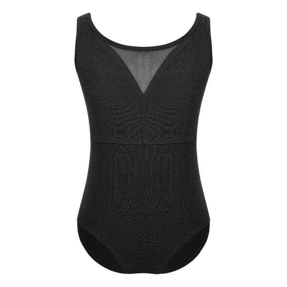 XUNZOO Kids Girls Gymnastics Leotards Round Neck Sleevesess Leotard Activewear Training Dance Black 140