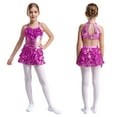 thumbnail image 1 of XUNZOO Kids Girls Sequin Jazz Latin Ruffle Tiered Dance Dress Sleeveless Metallic Dress Skirt Ballroom Costume Hot Pink 6, 1 of 6
