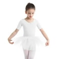 thumbnail image 1 of XUNZOO Kids Girls Short Sleeve Criss Cross Back Ballet Dance Leotard Tutu Skirt Dancewear White M, 1 of 6