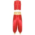 thumbnail image 1 of XUNZOO Men's Arabian Prince Costume Street Rat Stain Open Front Vest with Lantern Pants Burgundy&Burgundy S, 1 of 6