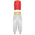 thumbnail image 1 of XUNZOO Men's Arabian Prince Costume Street Rat Stain Open Front Vest with Lantern Pants Burgundy&White L, 1 of 6