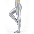 thumbnail image 1 of XUNZOO Womens Glossy Shiny Pantyhose Tights Footed Stockings Yoga Pants Gym Leggings Silver M, 1 of 5