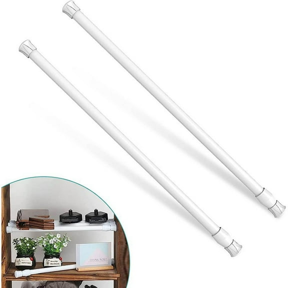 XURICY 2 Pack Spring Tension Curtain Rod 15.8 to 27.6 inch Adjustable Spring Curtain Rods No Drilling White Small Curtain Rod Expandable Tension Rods for Closet,Cupboard,Hanging Clothes,Wardrobes