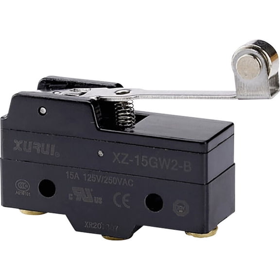 XURUI XZ-15GW2-B Industrial Micro Switch, Roller Lever Actuator, 15A 250VAC