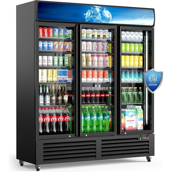 Xutumm 56 Cu Ft Commercial Beverage Refrigerator, 3 Glass Door Display Cooler with LED Lighting, High-Capacity Upright Fridge for Restaurant & Shop