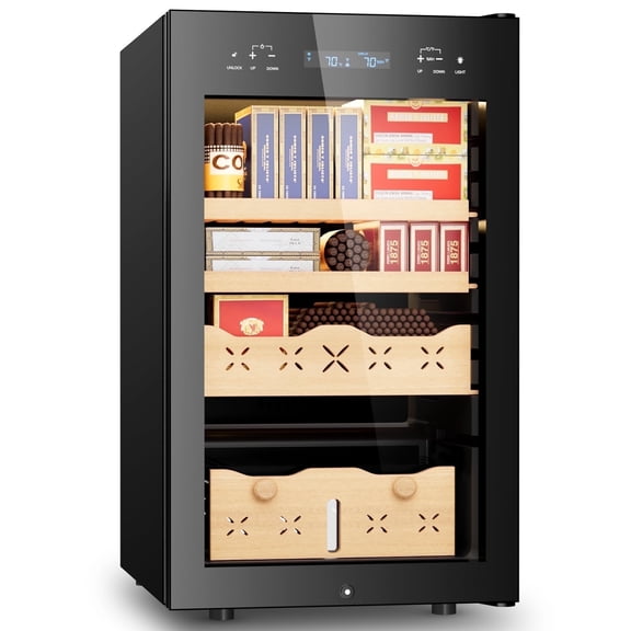 XUTUMM 65L Electric Cigar Humidor,500 Counts Large Capacity,Intelligent Temperature & Humidity Control & Spanish Cedar Wood