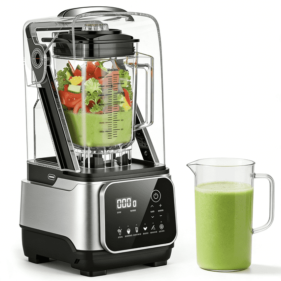 XUTUMM 68oz High Speed Blender with Self-Cleaning, Overheat Protection & Touch Screen Control, Soundproof Cover, 110V Compatible for Home & Commercial Use