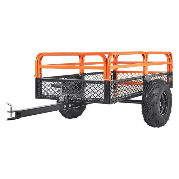 Xutumm Heavy Duty 1500LB ATV Dump Trailer, 15 Cubic Feet Tow Behind Utility Cart with Removable Sides & 2 Tires, for Tractors, Mowers, UTV, Lawn and Garden Hauling