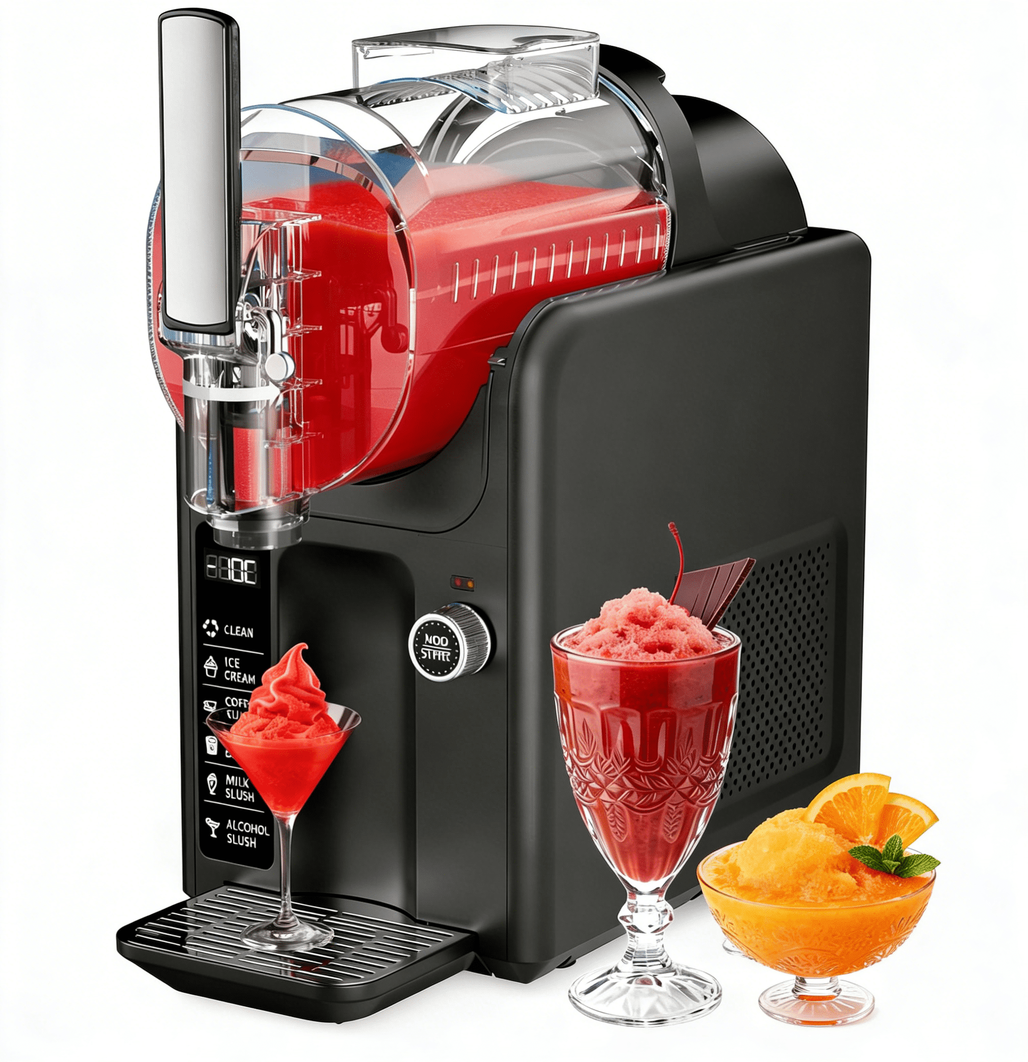 XUTUMM Home Slushy & Ice Cream Maker 85oz, No Ice Frozen Drink Machine 5 Presets Quiet Auto-Clean LED Display