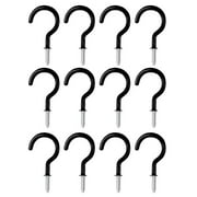 XUWSSF Ceiling Hooks, Vinyl Coated Screw-in Wall Hooks for Indoor & Outdoor Use (Black 12Pack)