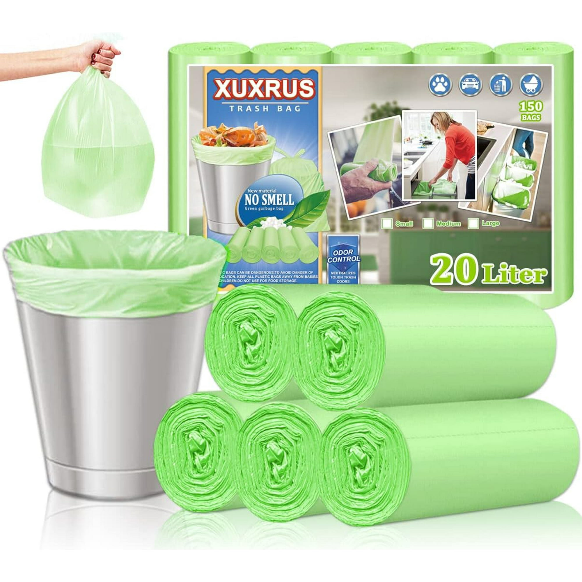 XUXRUS 20 Litres Garbage Bags Small Compost Bags 5 Gallon Biodegradable