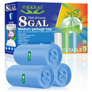 XUXRUS 8 Gallon Garbage Bags Medium Kitchen Trash Bags 30L Wastebasket Bags for Home Office,60 Count