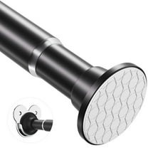 XUXRUS Shower Curtain Rod 42-73 inches Adjustable Spring Tension Curtain Rod Black Shower Rod for Bathroom,No Drilling,Stainless Steel