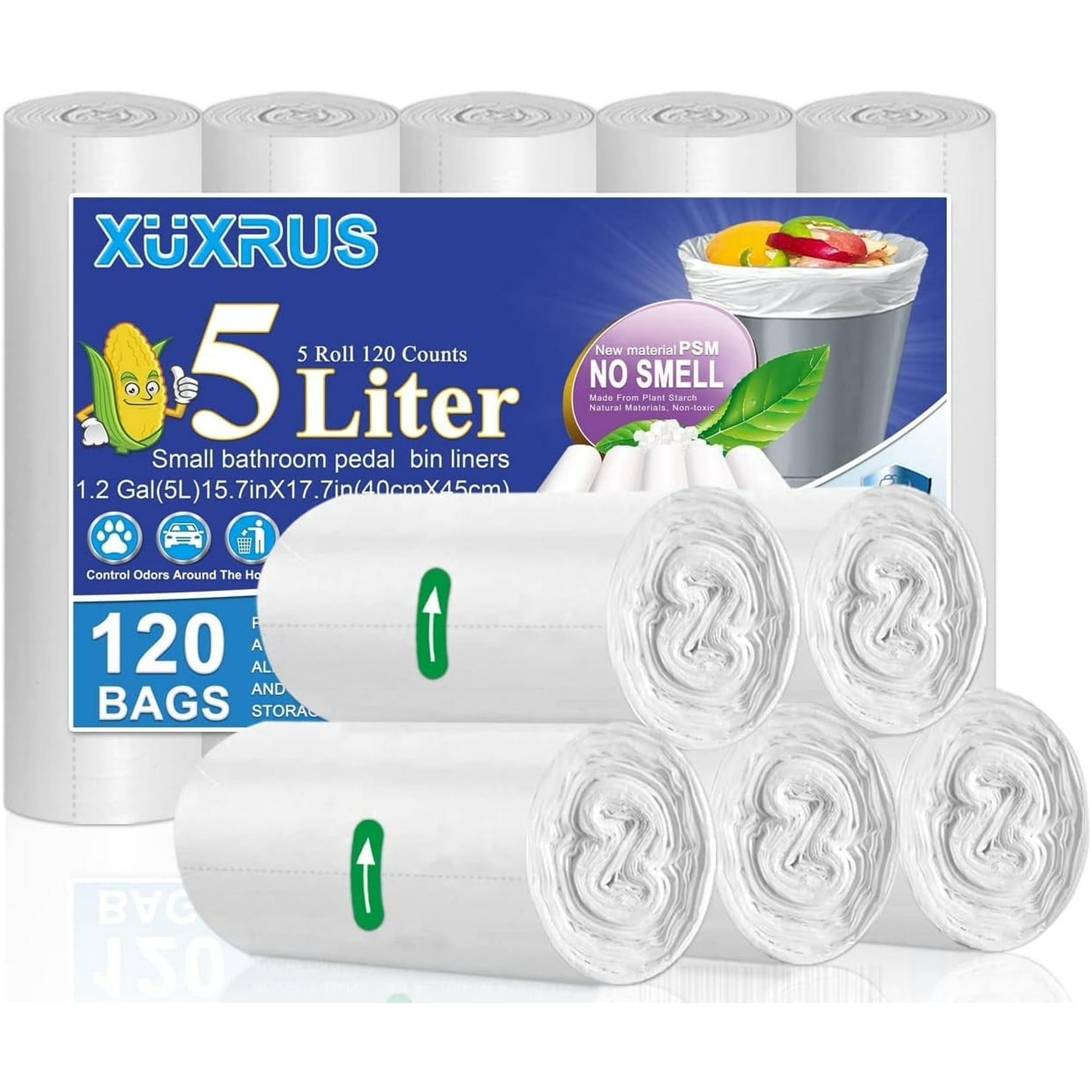 XUXRUS Small Pedal Bin Bags 5l Bin Liners 6-8l Trash Garbage Bags White Bathroom Pedal Bin ...