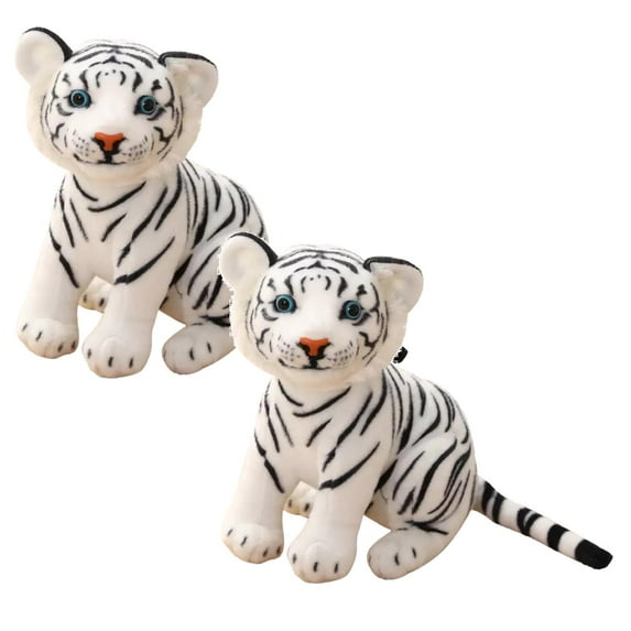 XUYAN 2PCS 23CM Tiger Plush Toys Cute Soft Stuffed Animal Plush Doll for Kids Valentine's Day Birthday Gifts Baby Plush Toy Sleeping Cuddle friend for Toddlers,Babies Suitable for All Ages,White