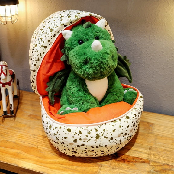 XUYAN 30cm Dinosaur Egg Stuffed Animal Plush Toy Dinosaur Hatching Eggs Plush Doll Dinosaur Stuffed Animal Toy with Plush Dinosaur & Egg Pillow for Girls Boys Birthday