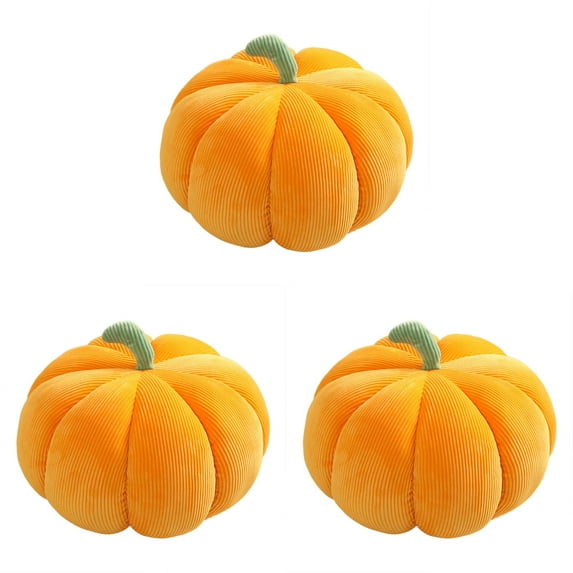 XUYAN 3PCS Stuffed Pumpkin Fluffy 7 Inch Halloween Pumpkins Plush Toys Soft Pumpkin Throw Pillow Gifts for Home Decoration Party Sleeping Cuddle friend for Toddlers,and Babies,Suitable for All Ages